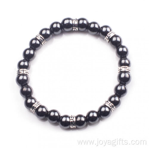 Best Selling Men Natural Magnetite 24 Round Beads Magnetic Bracelet Jewellery